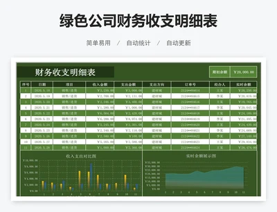 绿色公司财务收支明细表