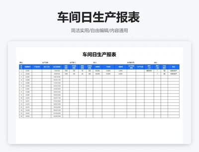 简约蓝色车间日生产报表