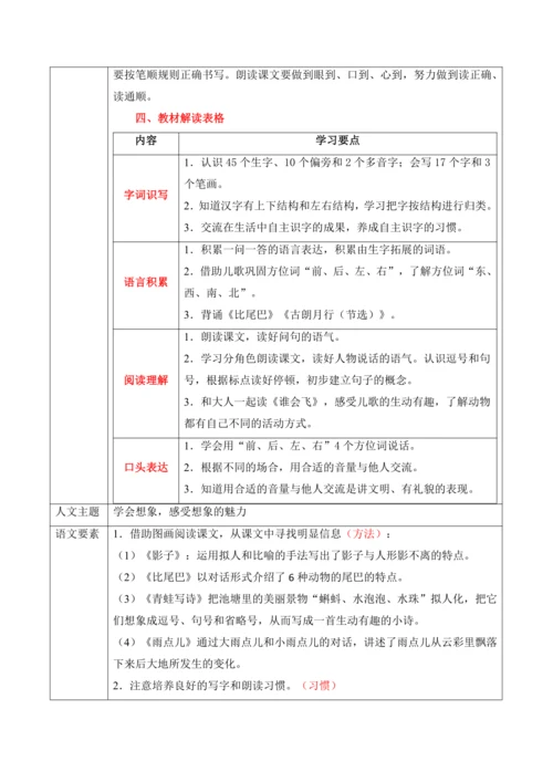 【新课标】统编版语文一上第6单元大单元解析与规划