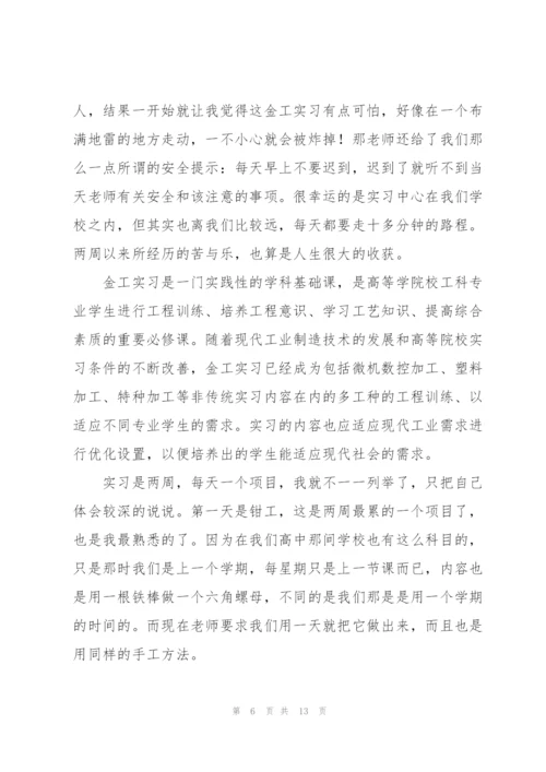 金工实习生个人工作总结范文.docx