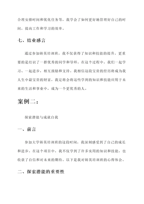 大学铸英培训班结业心得