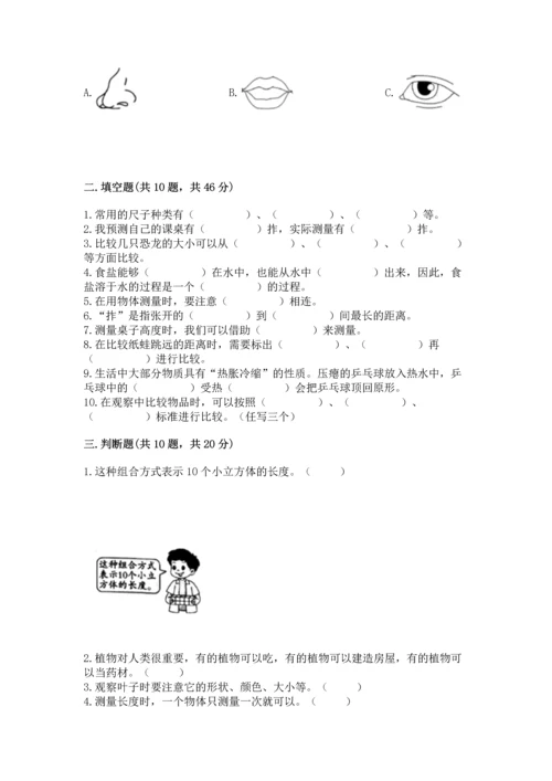 教科版一年级上册科学期末测试卷及完整答案1套.docx