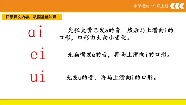 统编版语文一年级上册 汉语拼音 9 ai ei ui  课件