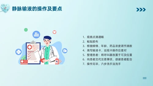 蓝色卡通静脉输液培训PPT模板宣传PPT动态PPT