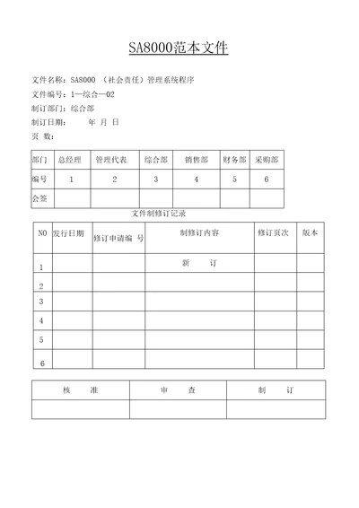 2018全套SA8000社会责任管理体系手册