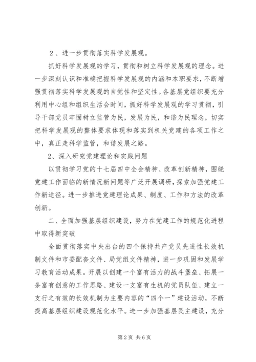 监督管理局机关党委工作计划.docx