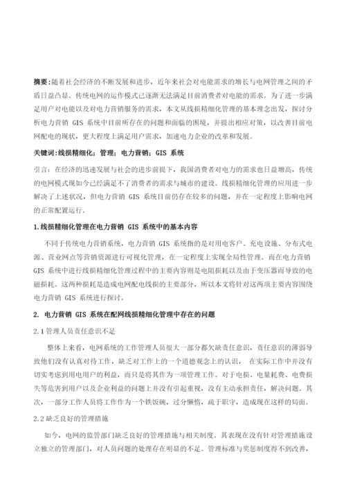 线损精细化管理在电力营销GIS系统中的应用分析.docx