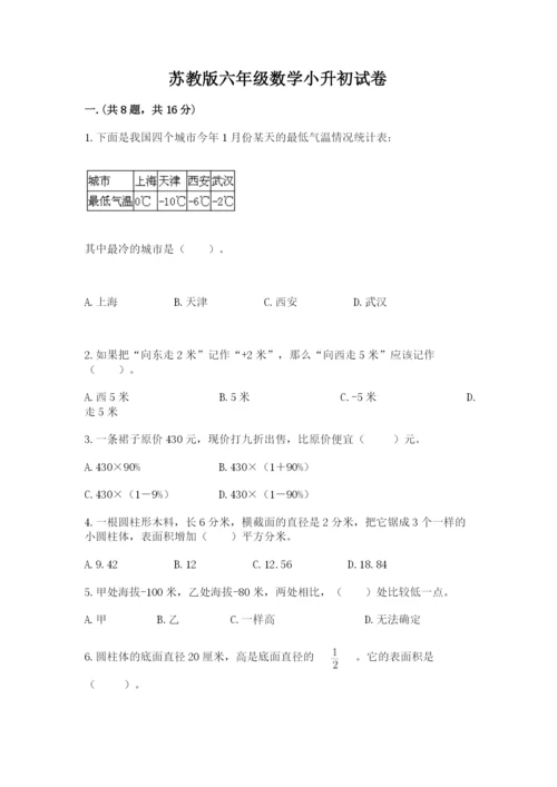 苏教版六年级数学小升初试卷附参考答案【培优】.docx