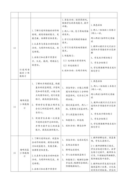 小学体育与健康3年级 篮球 大单元教学设计