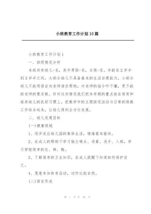 小班教育工作计划10篇.docx