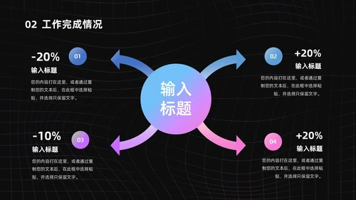 渐变黑色酸性线条风简约风工作总结PPT模板