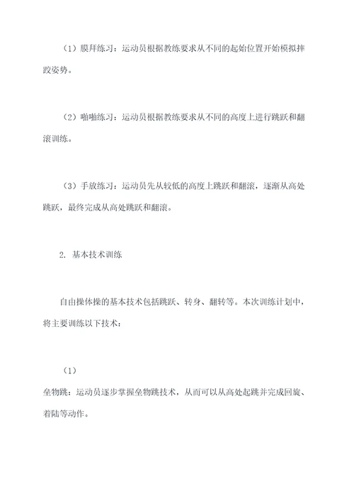 体操空中训练计划方案模板