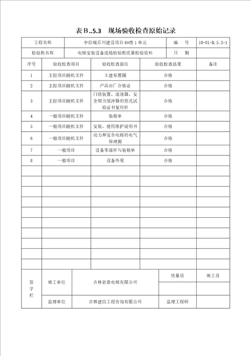 电梯施工检验批2017版共21页