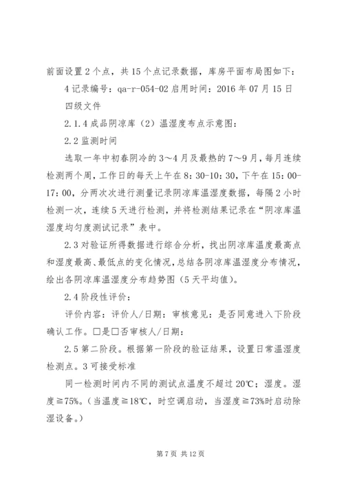 阴凉库温湿度均匀性验证方案3.docx