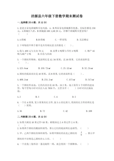 泾源县六年级下册数学期末测试卷（考点梳理）.docx