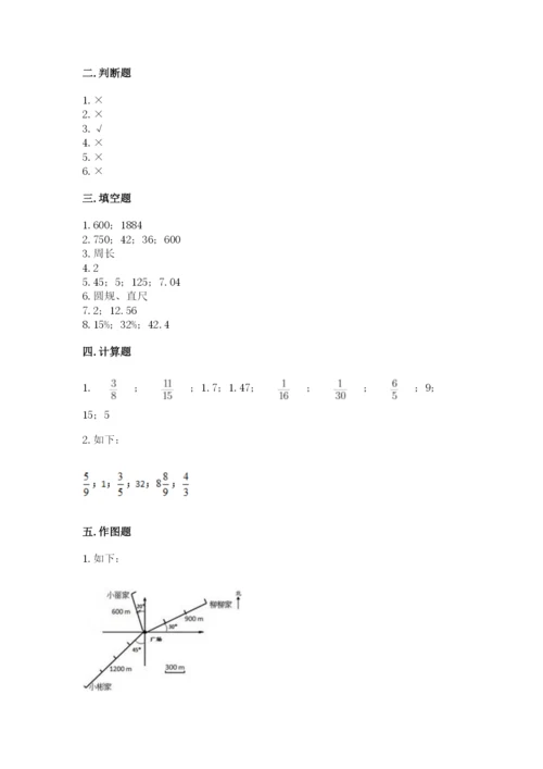 人教版六年级上册数学期末测试卷含答案（巩固）.docx