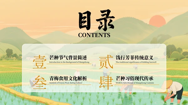 橙色古风二十四节气芒种节气PPT模板