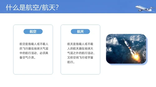 实拍风蓝色航空航天知识飞机飞行器科普PPT课件