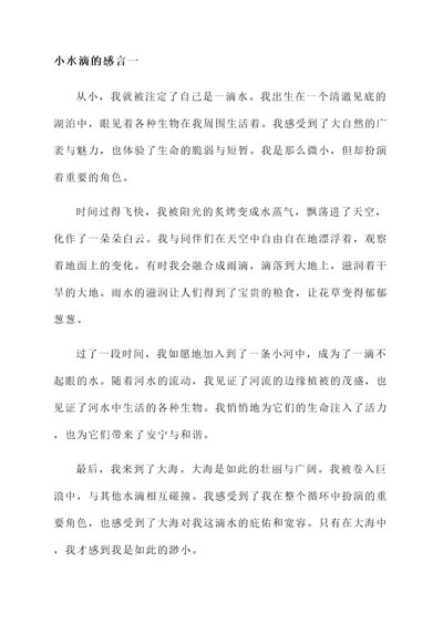 小水滴的感言