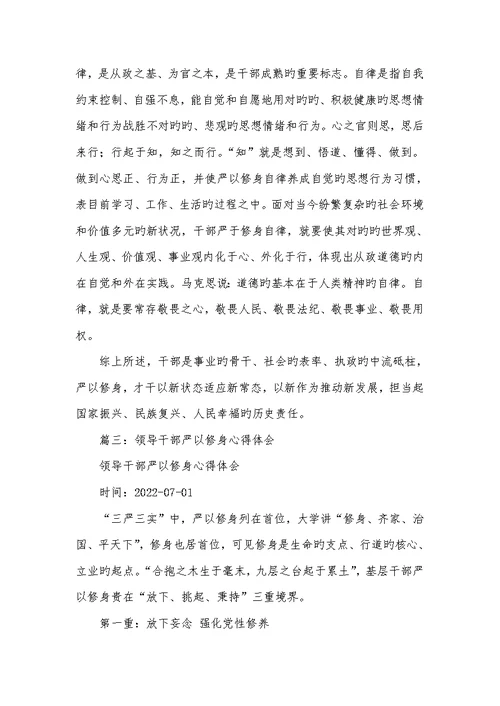 2022年严以修身,心得体会