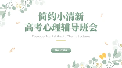 简约小清新高考心理辅导主题班会PPT模板