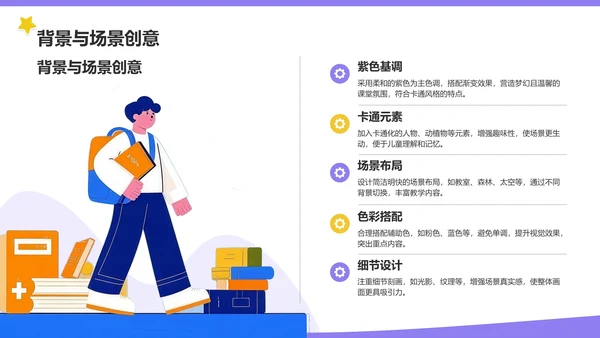 紫色卡通风格教育培训PPT