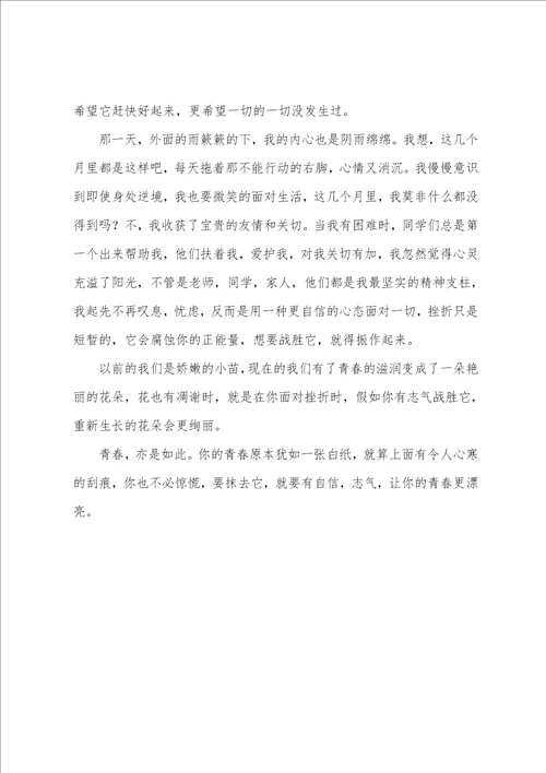 关于青春的作文800字初中有挫折有勇气的青春最美丽