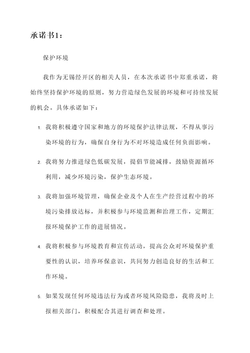 无锡经开区承诺书