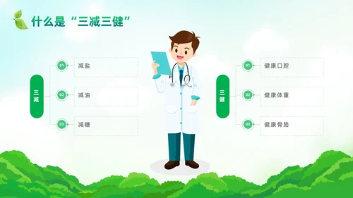 绿色清新风三减三健课件