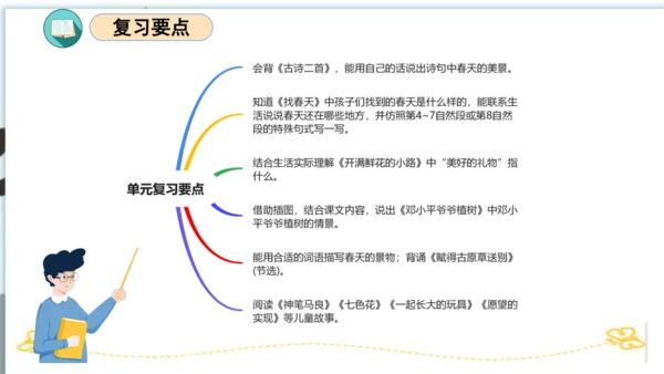 统编版二年级语文下册单元复习第一单元（复习课件）