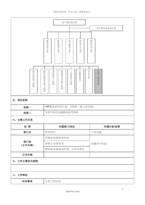 大客户服务专员岗位说明书.docx