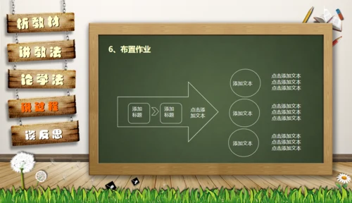 教师说课黑板卡通风格教育教学通用PPT模板