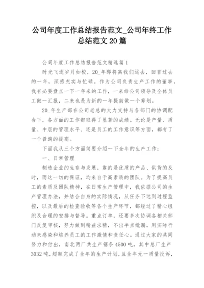 公司年度工作总结报告范文_公司年终工作总结范文20篇.docx