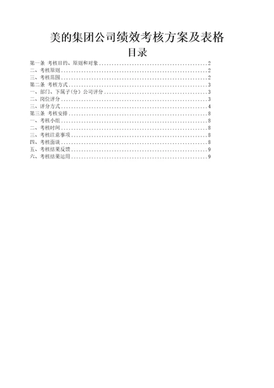 电器公司绩效考核方案及表格