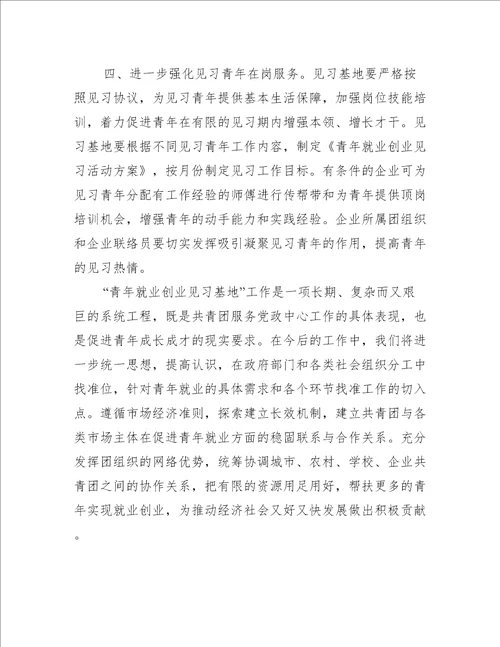 青年就业创业见习基地工作汇报