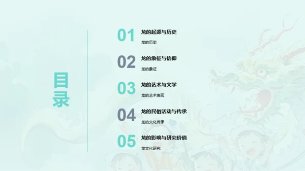 蓝色插画十二生肖龙文化解读PPT模板