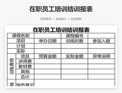 在职员工培训结训报表