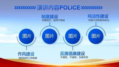 蓝色大气为人民服务公安警察动态PPT