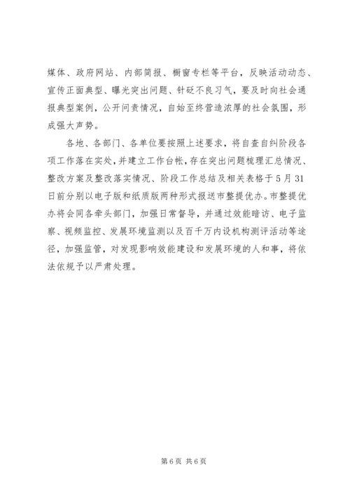 关于做好全市“整作风、提效能、优环境”主题活动自查自纠阶段工作的意见.docx