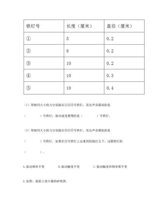 教科版科学四年级上册第一单元声音测试卷【精品】.docx