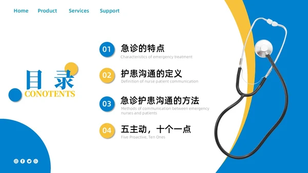 蓝色商务简约急诊护患沟通技巧商务通用PPT模板