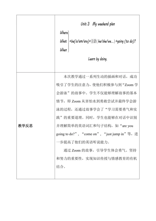 Unit3 My weekend plan PartC storytime 大单元教学设计（含教学反