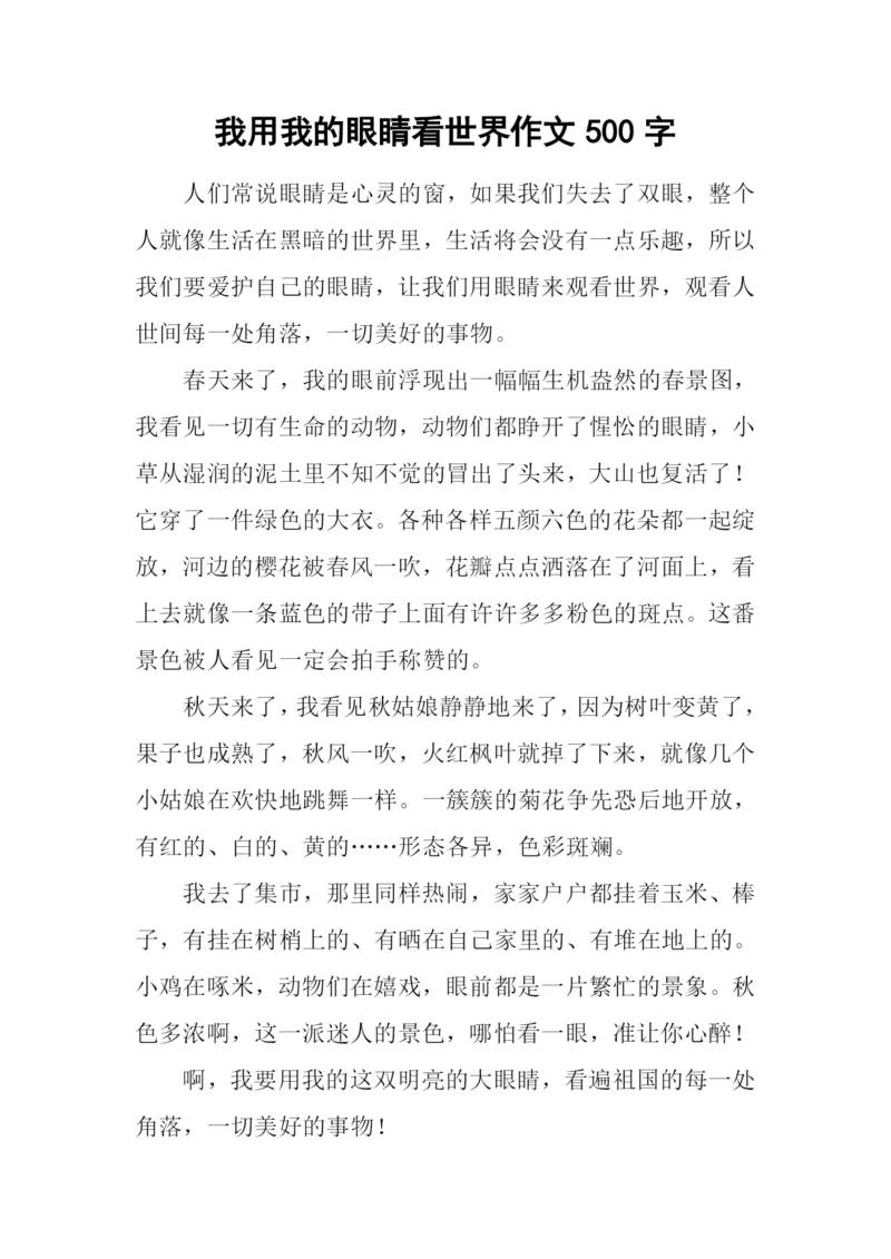 我用我的眼睛看世界作文500字.docx