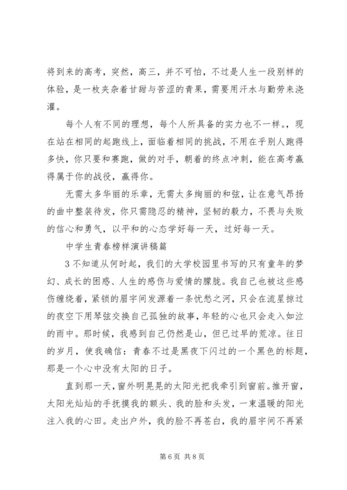 关于青春榜样演讲稿与关于青春的演讲稿 (5).docx