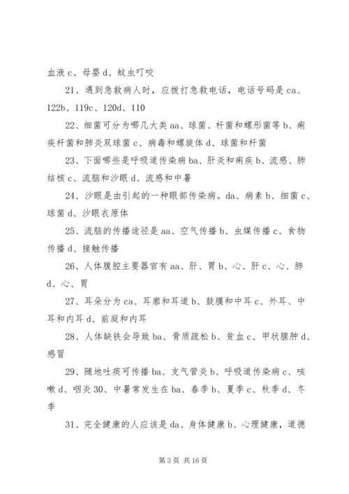 健康知识和行为考核问卷.docx