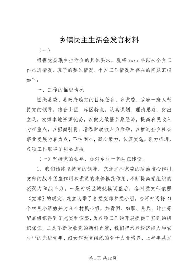 乡镇民主生活会讲话材料.docx