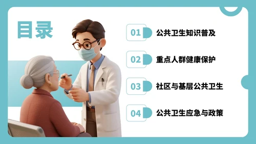 蓝绿色卡通风公共卫生知识宣传PPT