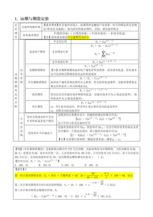 期货及衍生品分析与应用笔记