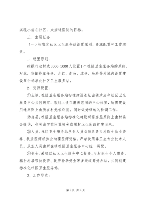 乡镇标准化社区卫生服务站建设实施方案.docx