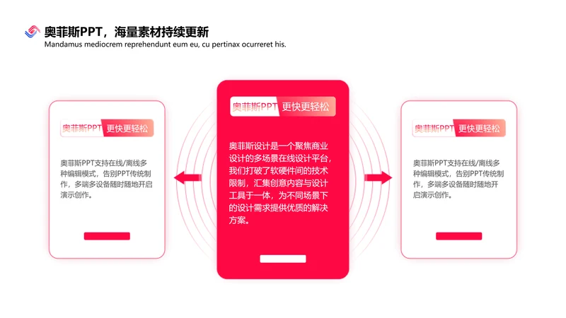 红色简约总分关系2项PPT单页